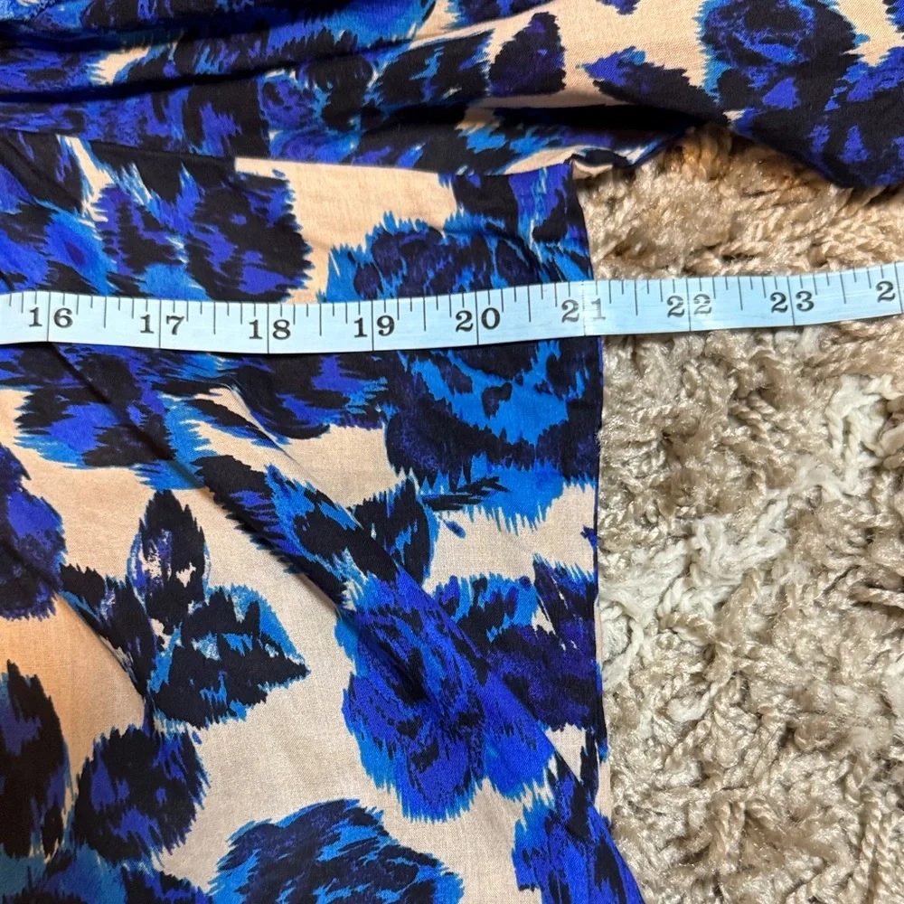 Olivaceous Blue & Black Cotton Floral Boho Blouse size Large - Picture 13 of 16